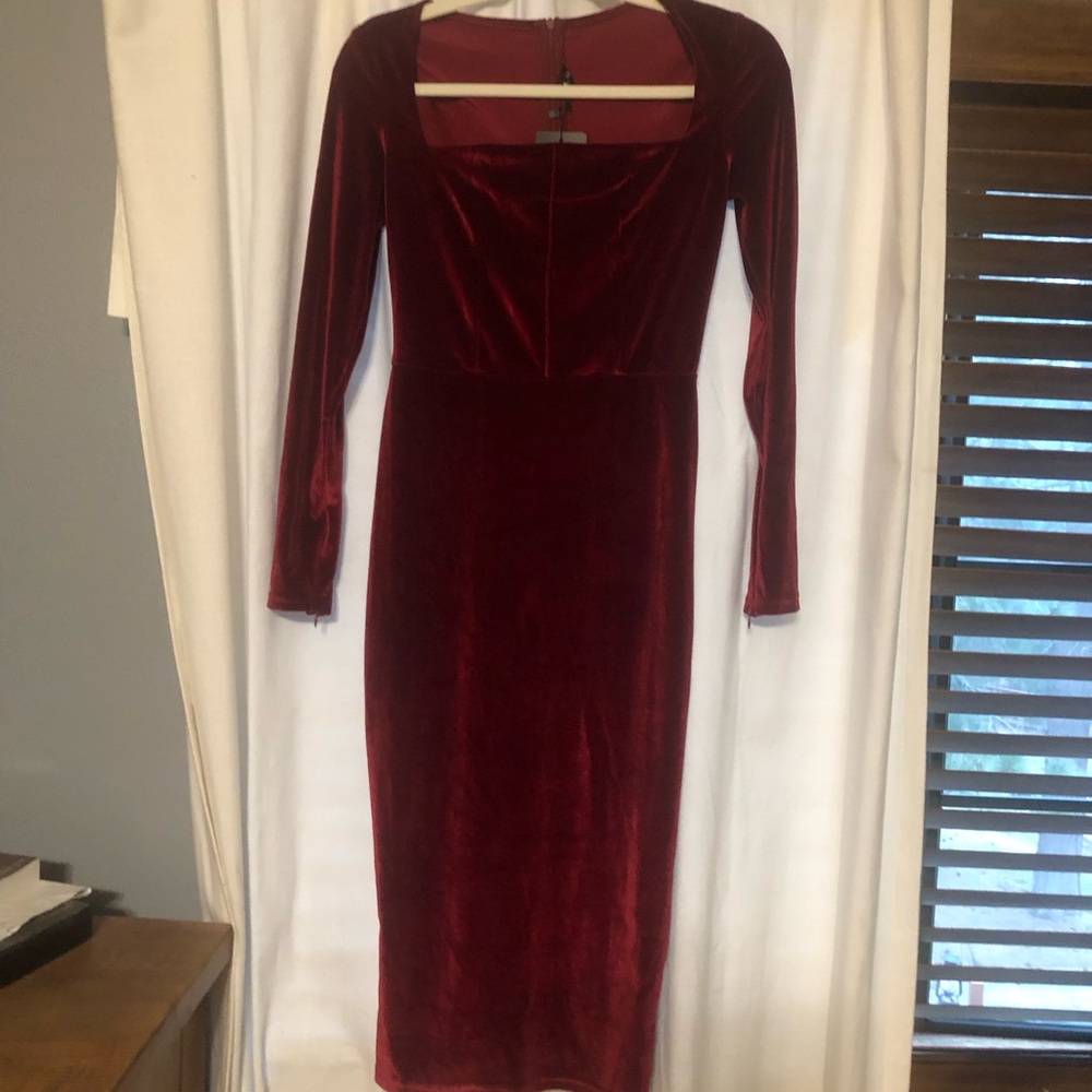Elegant Red Velvet Dress